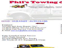 Tablet Screenshot of phils-towing.com